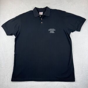 B&C Polo Shirt Mens XL Black Greek Athens Embroidered Cotton Safran Short Sleeve